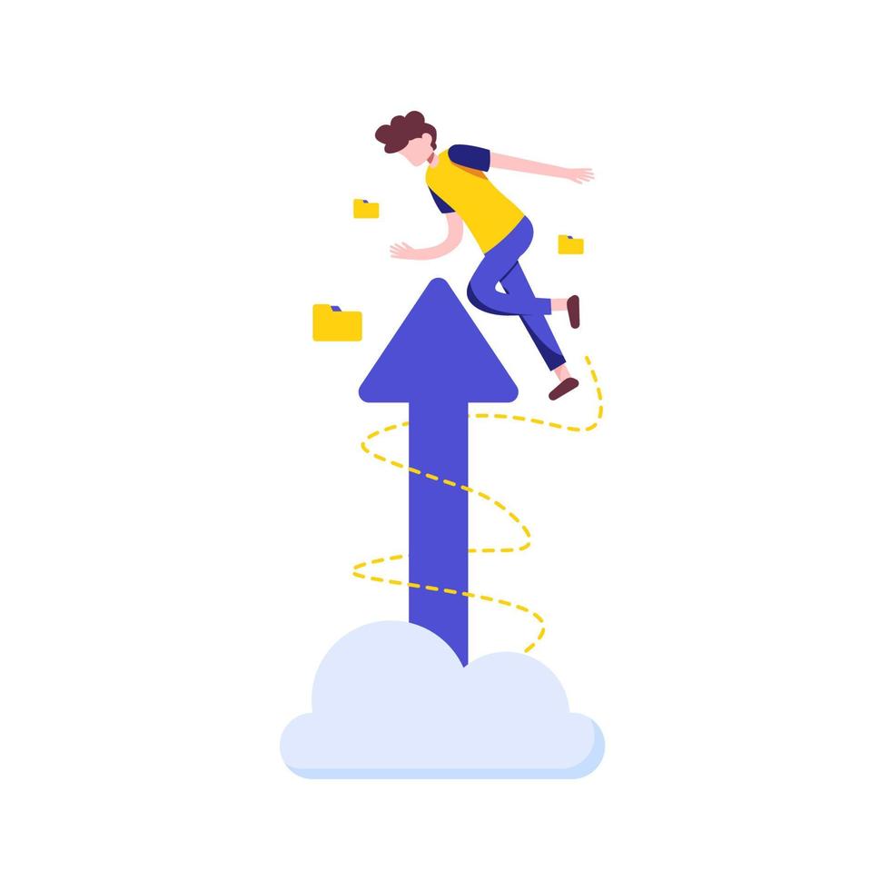 Upload data Cloud computing modern flat design concept. security, Upload, maintenance, and development Conceptual vector illustration for web and graphic design.