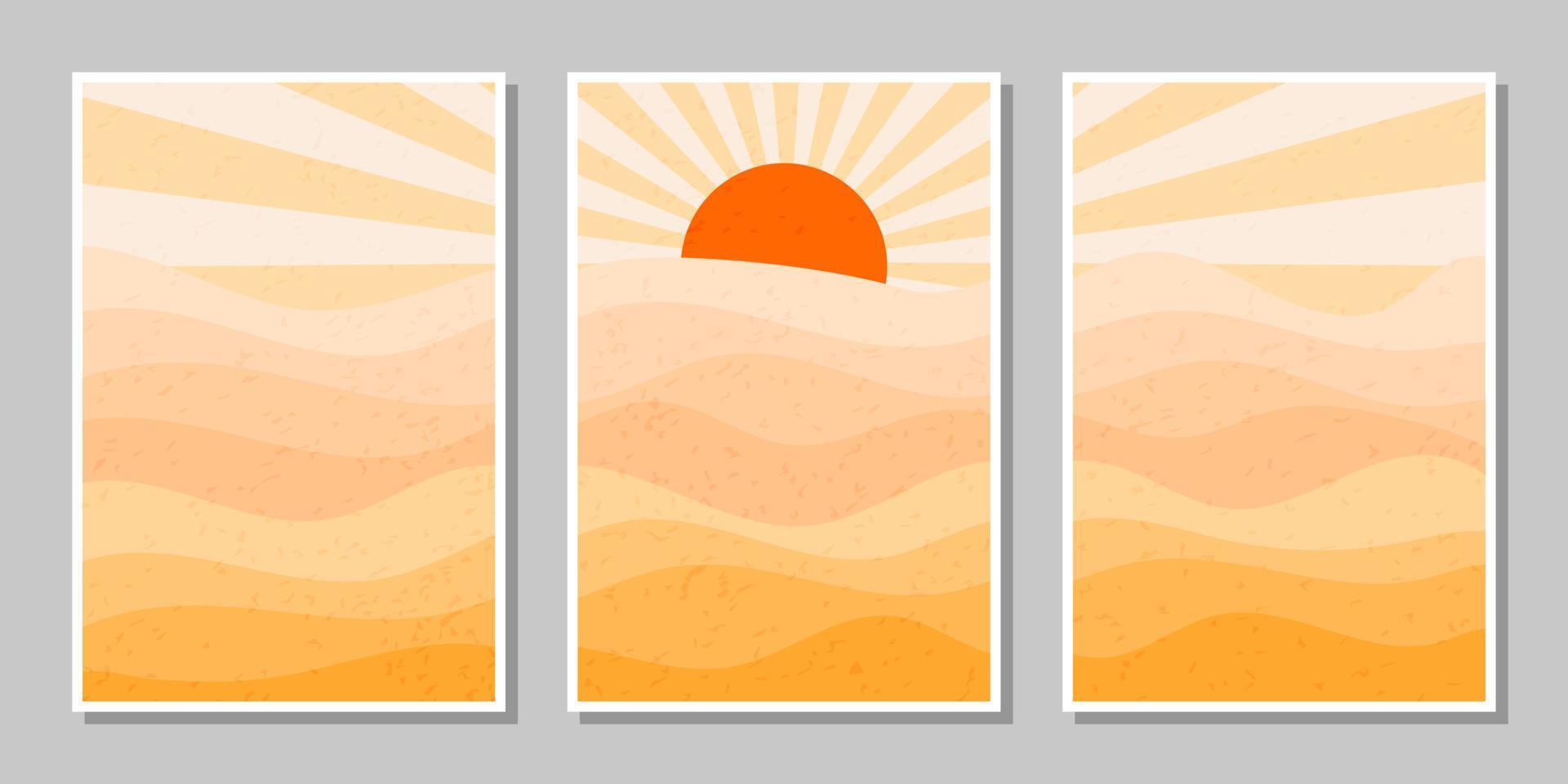 mountain and hill posters with gradation color vector