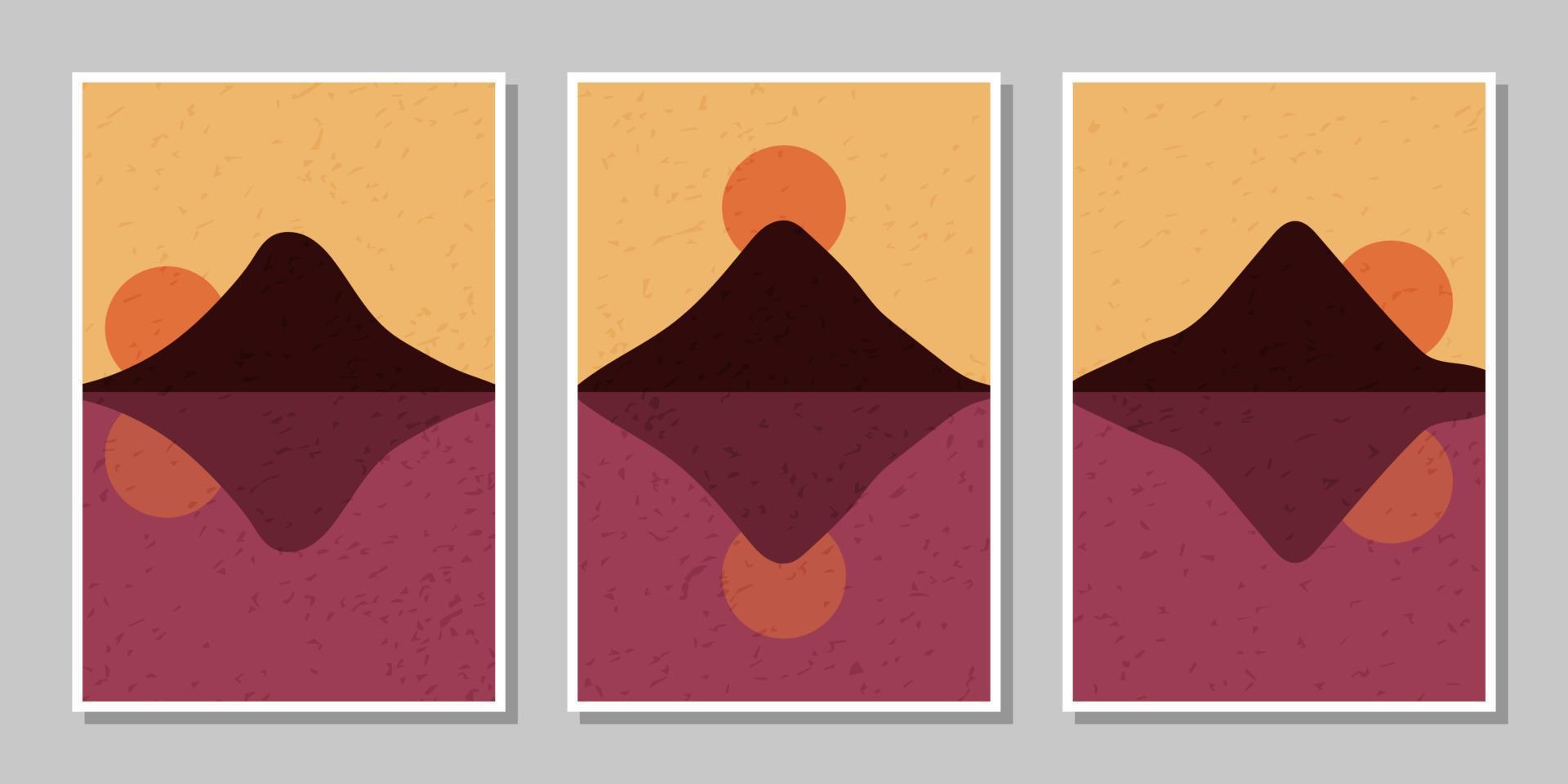 mountain posters with gradation color vector