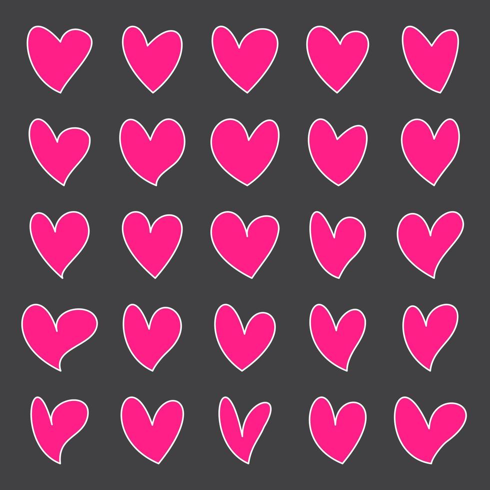 Collection of hand drawn heart icons vector