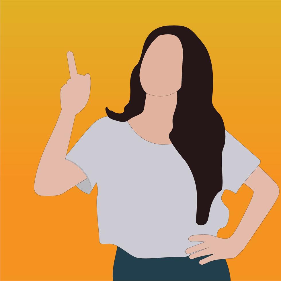 Joyful girl pointing finger at copy space vector