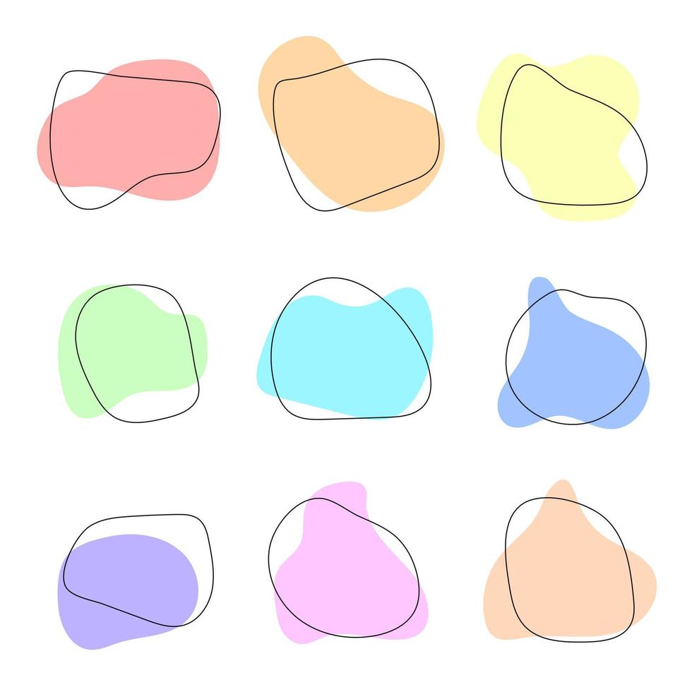 Hand drawn abstract shapes collection with soft colors vector