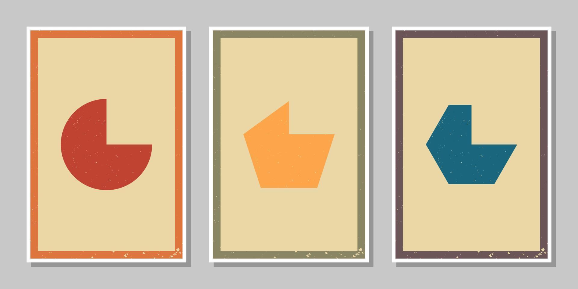 Set of three vintage geometric shapes wall decoration vector