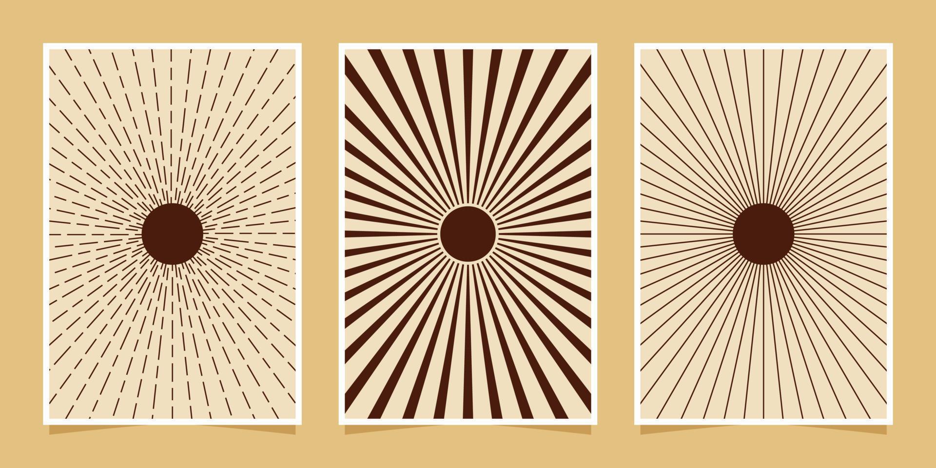 abstract minimalist compositions mid century style wall decoration with circles and arch lines vector