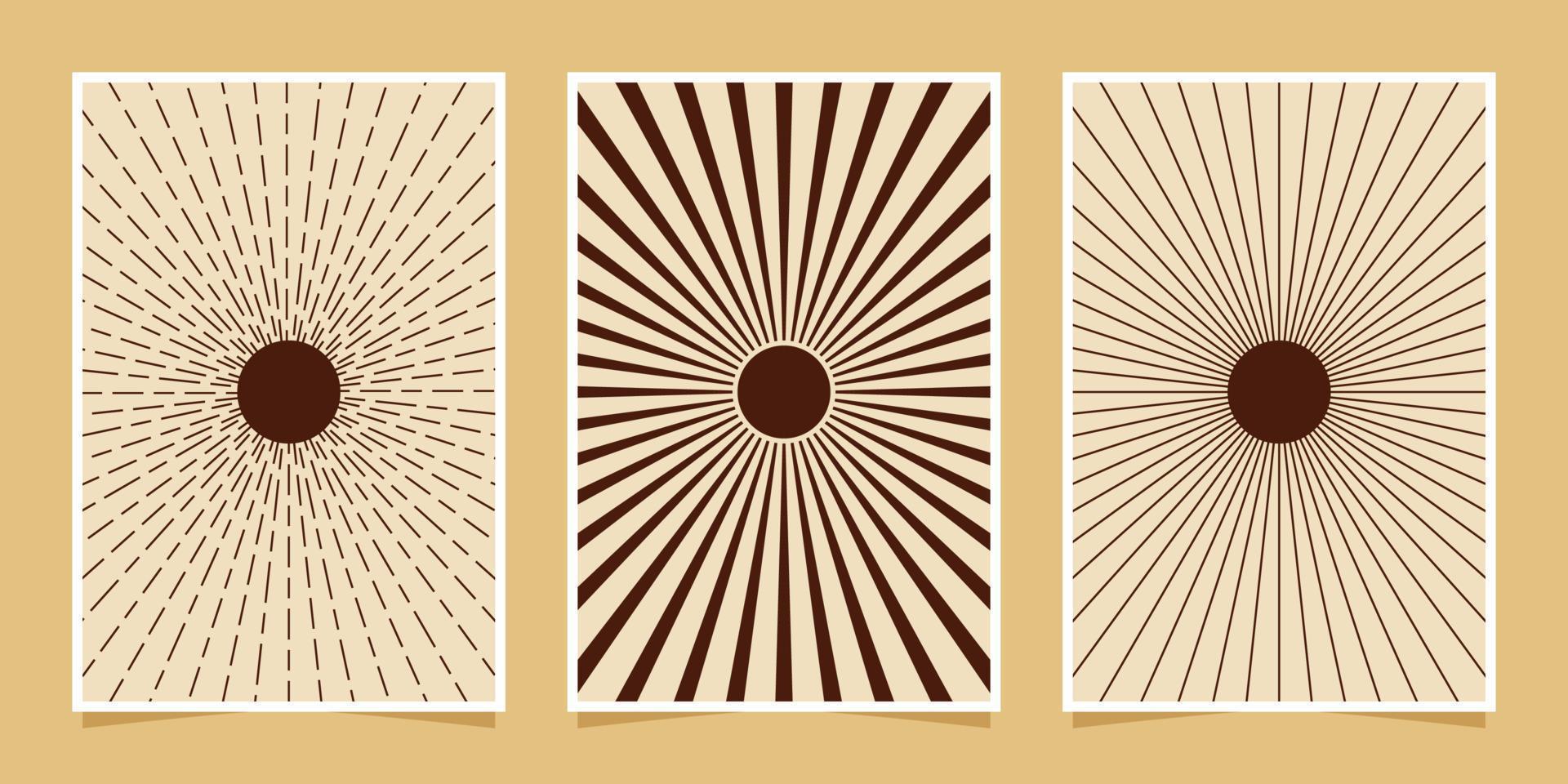 abstract minimalist compositions mid century style wall decoration with circles and arch lines vector