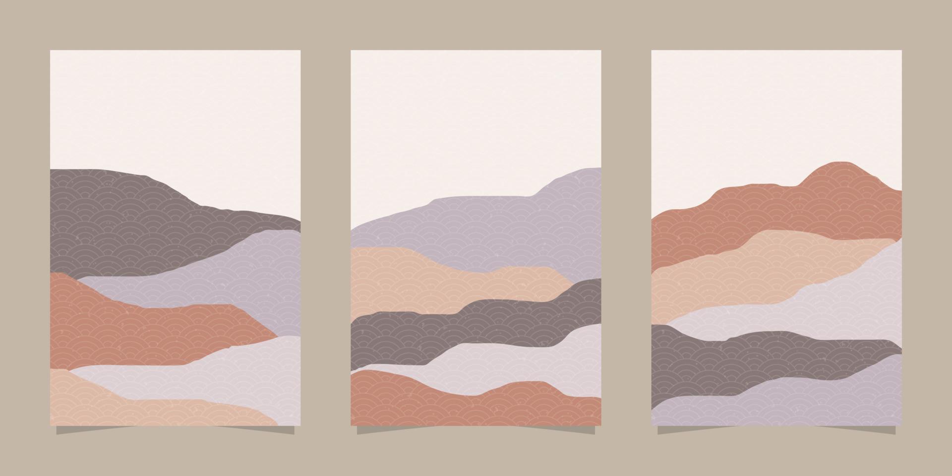 Japanese cover and background pack with wave pattern vector