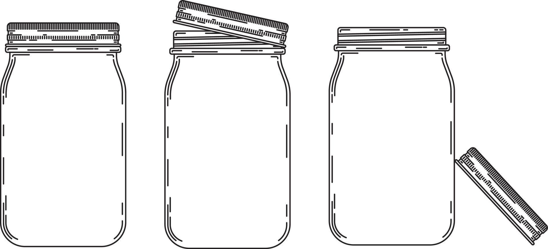 hand drawn glass jar line art vector illustration