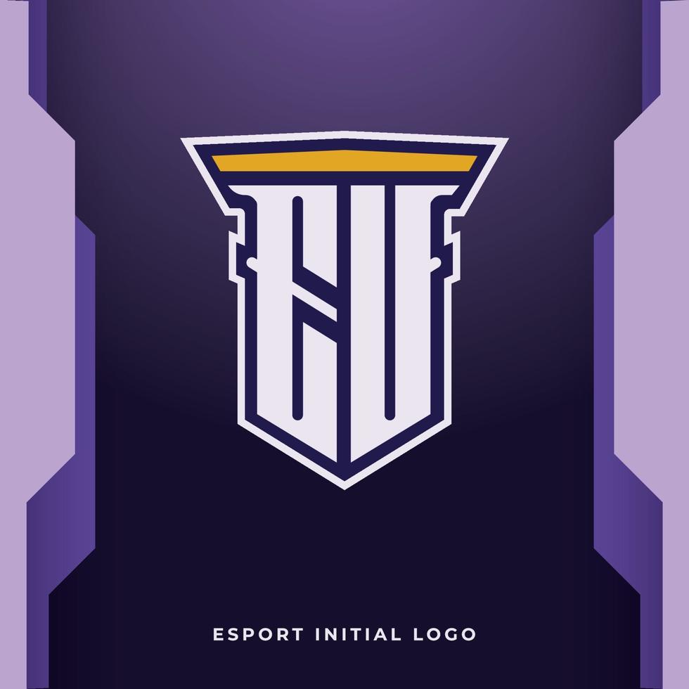 Initial EU OR EV with pillar, vector initial letter monogram esport and gaming logo template
