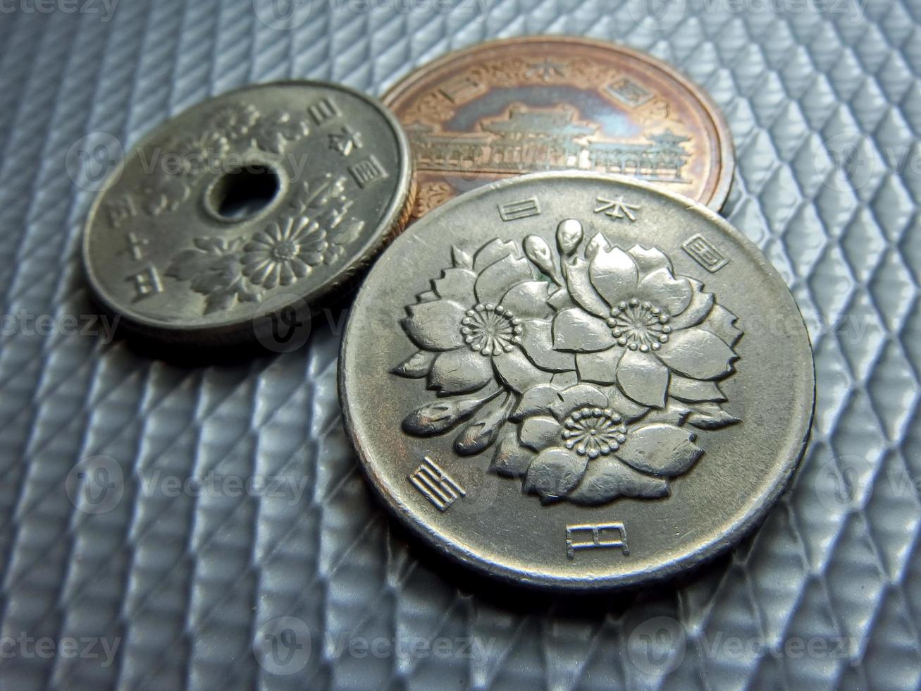 Japanese money, silver coin, yen photo