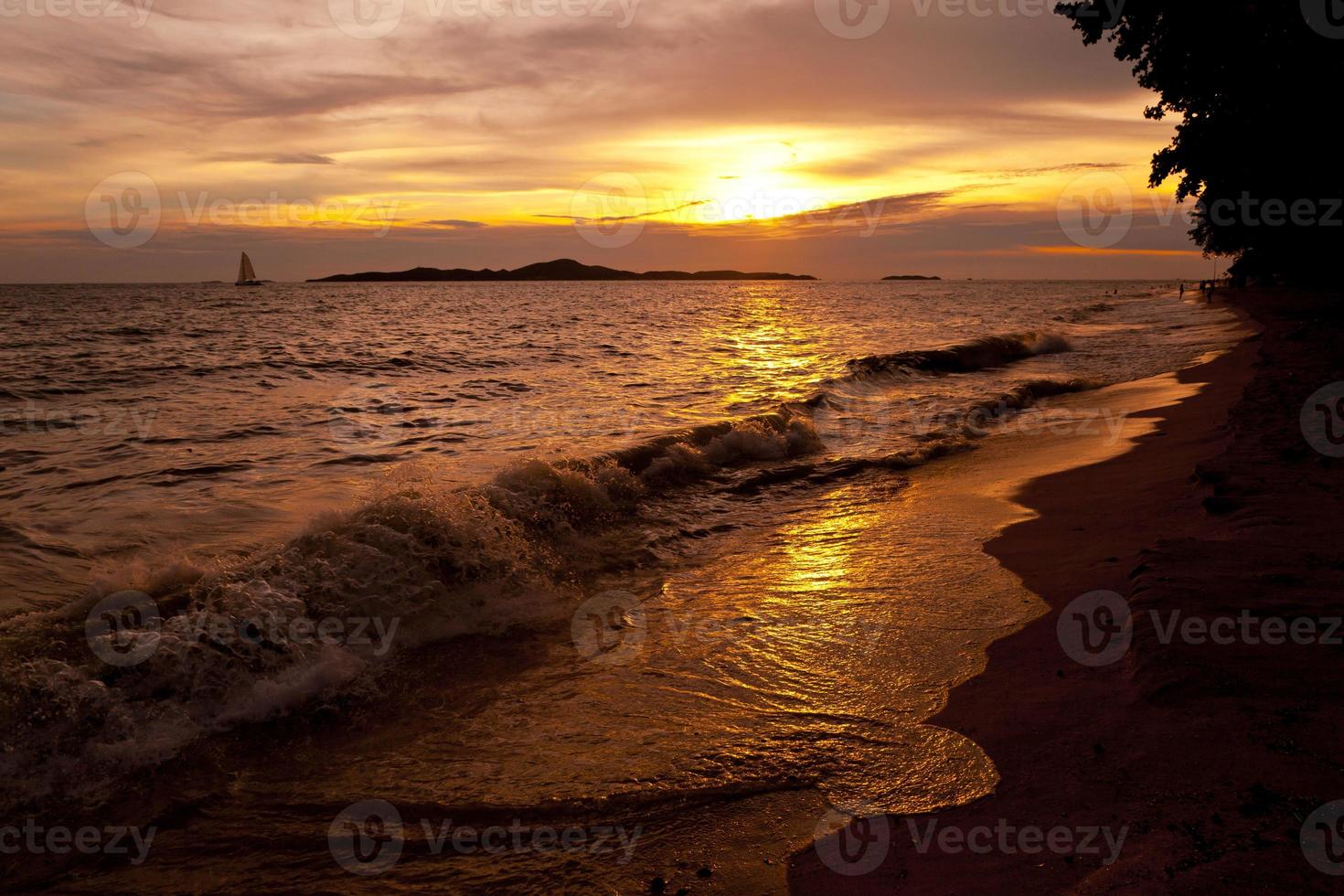 Colorful sunset over sea Pataya beach Thailand photo