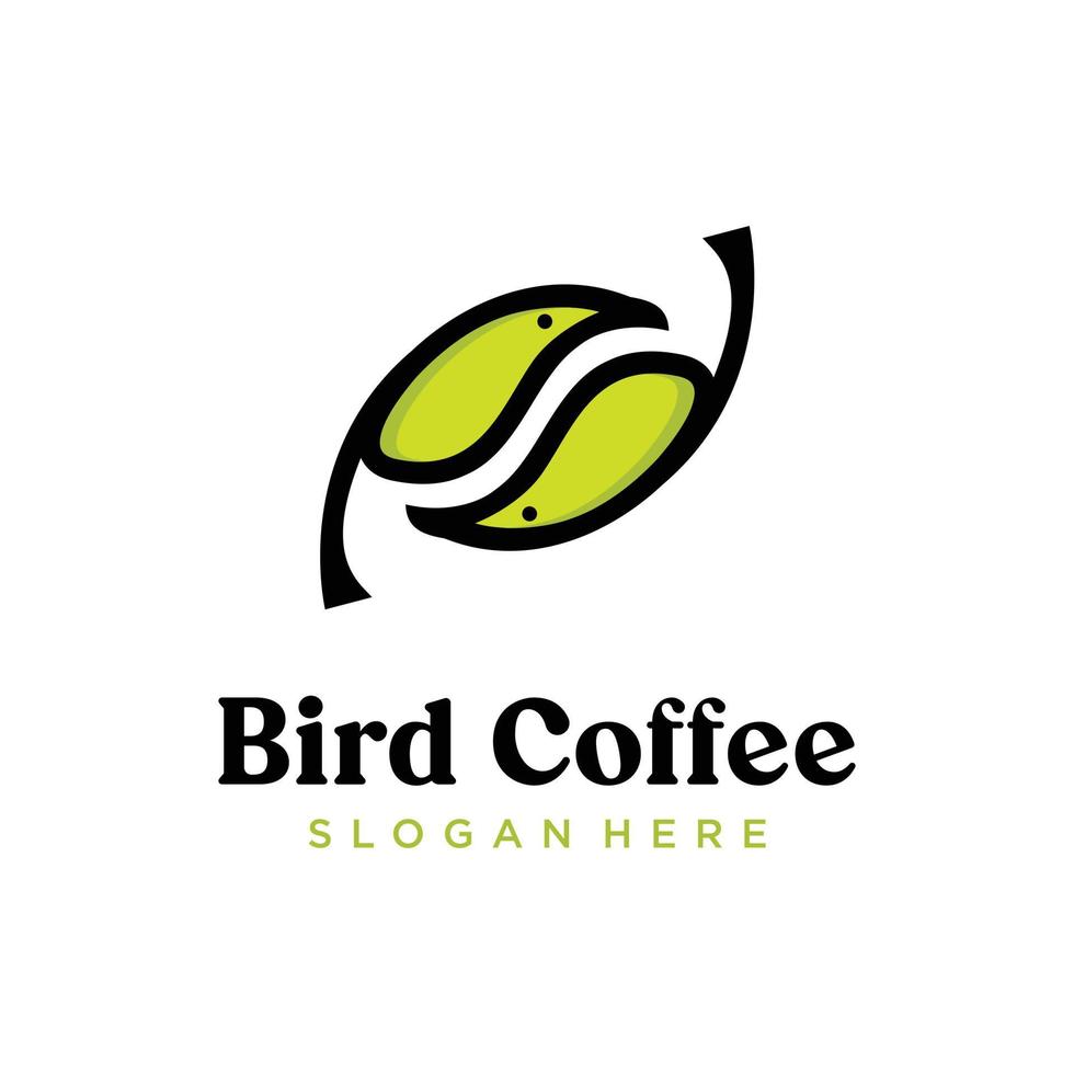 diseño de logotipo de pájaro de café una combinación vector