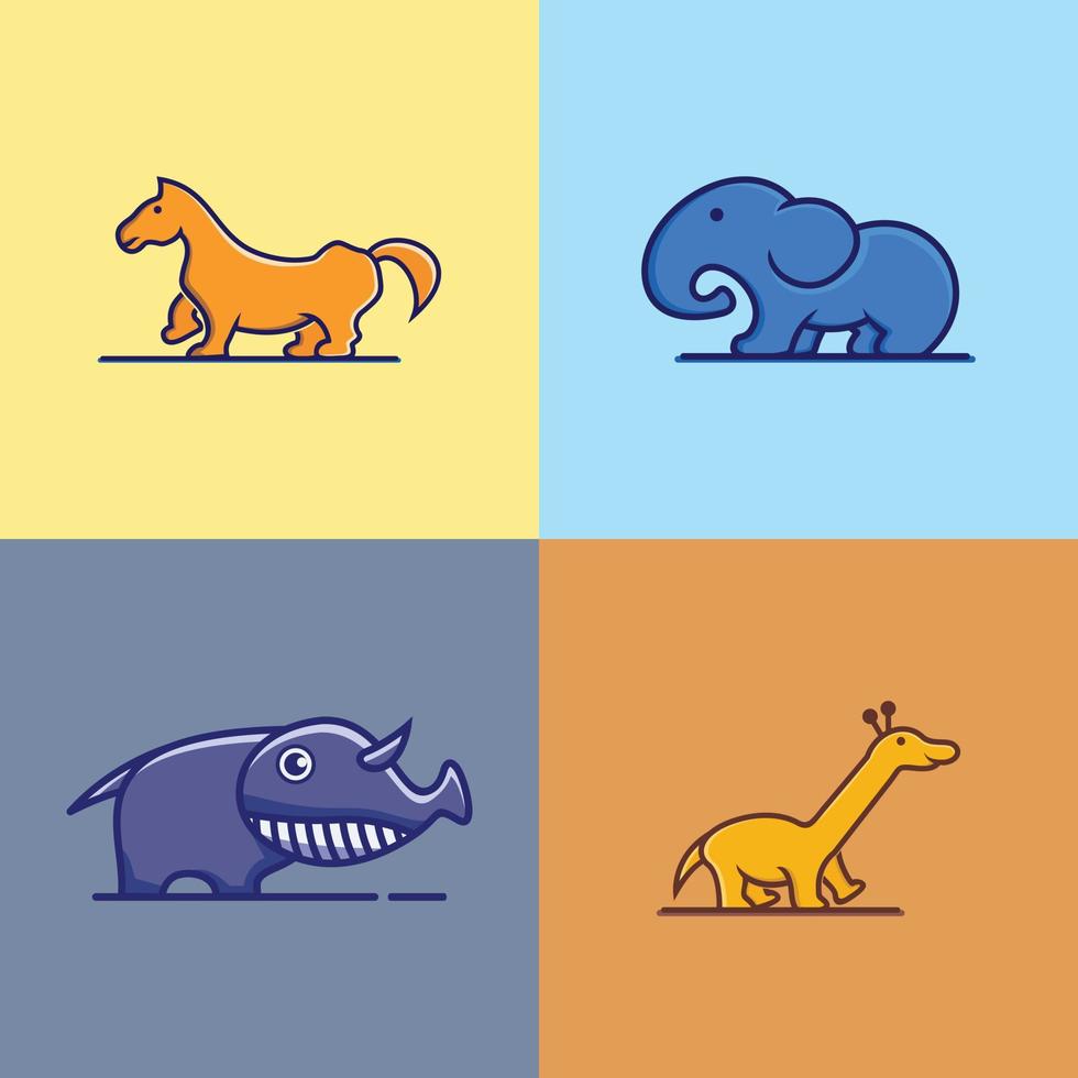 Illustration Cute Cartoon Vector Icons. Animal Nature Icon Concept. Flat Cartoon Style