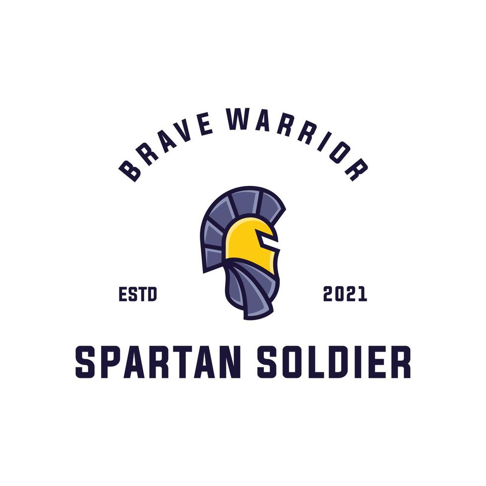inspiración en el diseño del logo espartano, casco espartano, vector guerrero antiguo. logotipo plano y limpio