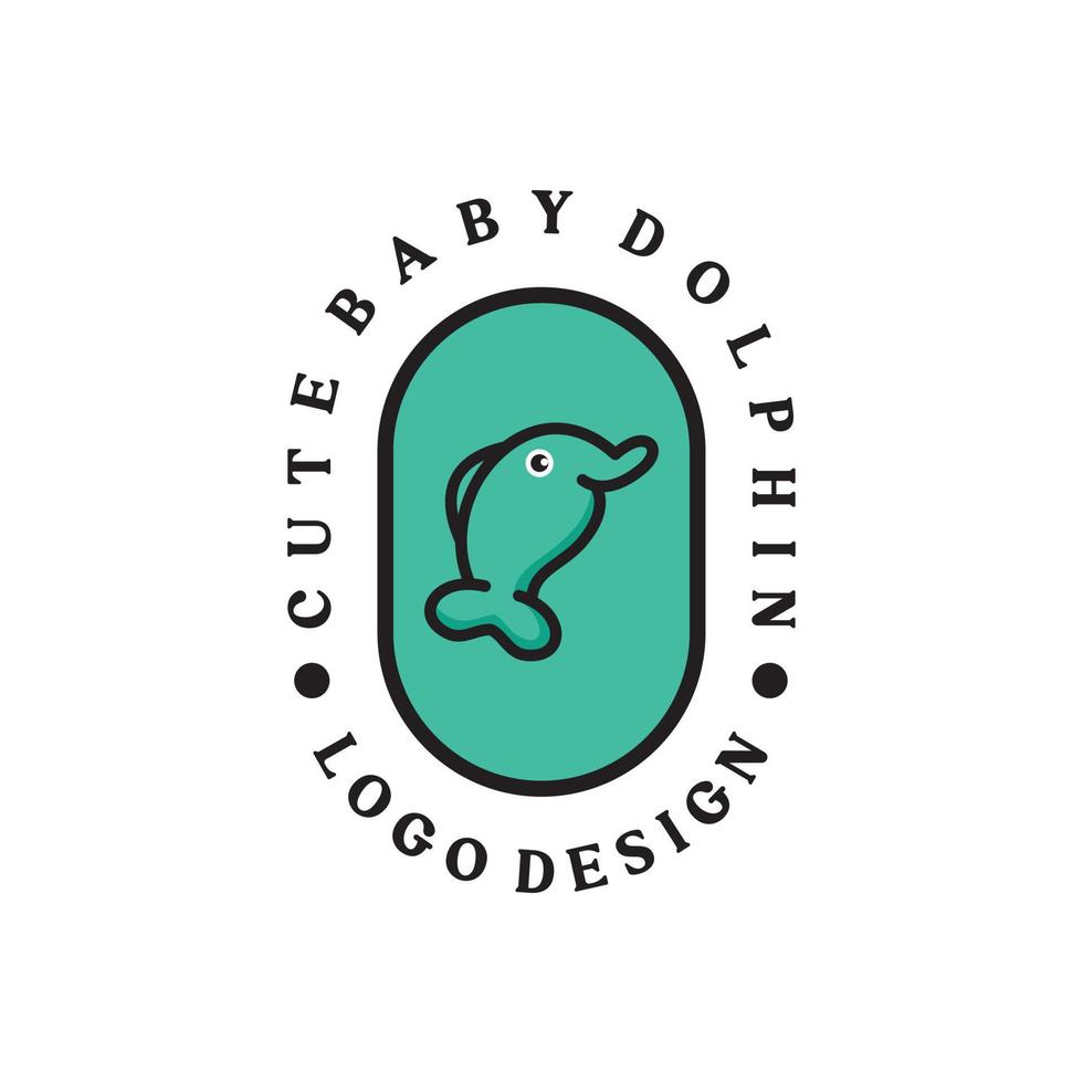Baby Dolphin logo design inspiration. With RETRO VINTAGE FLAT BADGE AND ELEGANT STYLE vector