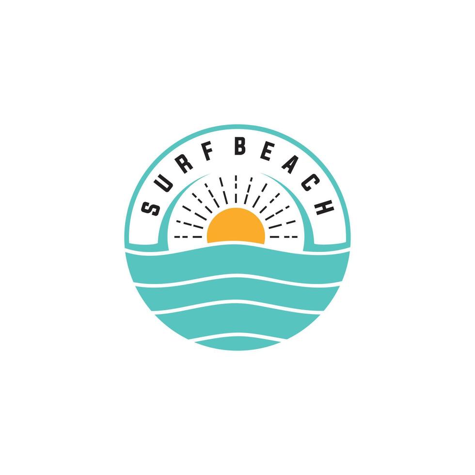 Logo Design Inspiration of beautiful beach waves and greenery. In Hipster style vector