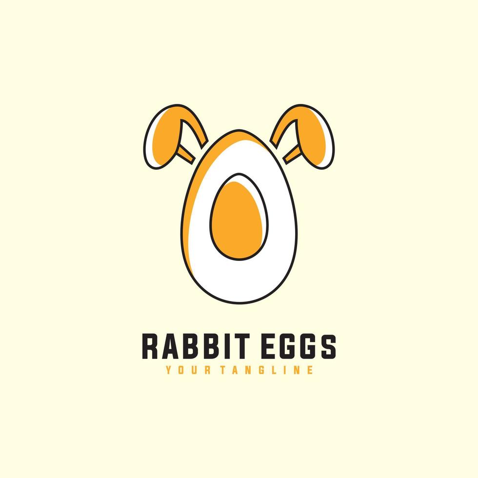 Illustration Cute and elegant rabbit egg abstract logo design in flat and minimalistic style vector