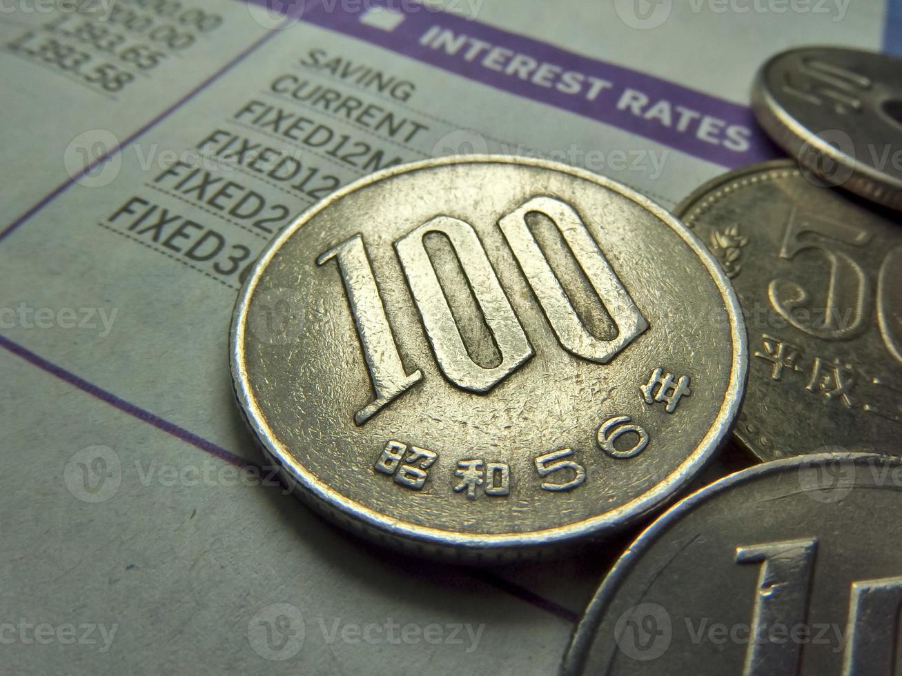 dinero japonés, moneda de plata, yen foto