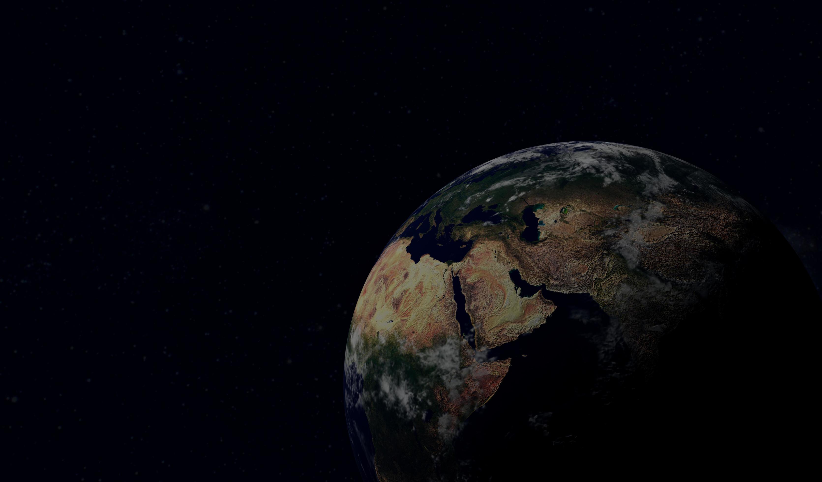 3d render. Earth planet view from space at night showing for scientific,  space background. Elements of this image provided by NASA 6193209 Stock  Photo at Vecteezy