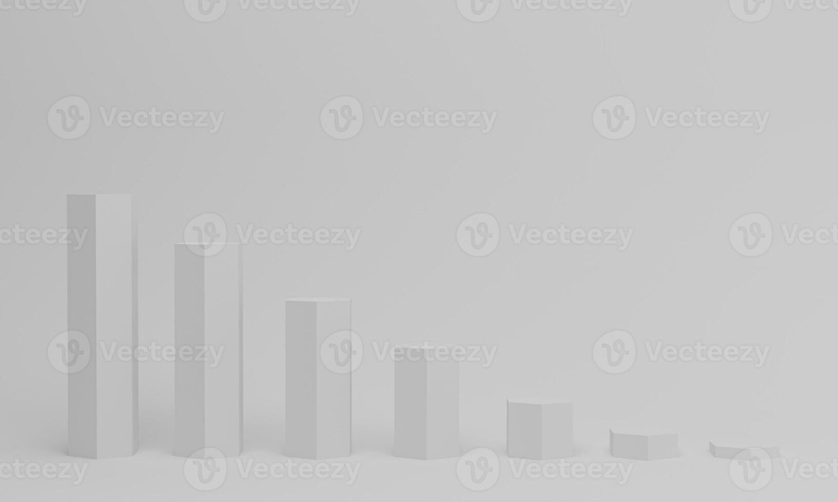 3d rendering. Bar chart of growing columns on white color background. photo
