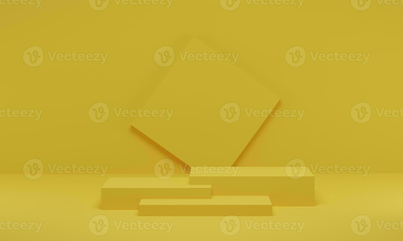 3D rendering. Yellow scene geometric shape podium stage for product promotion. Abstract minimalist design with empty space. photo
