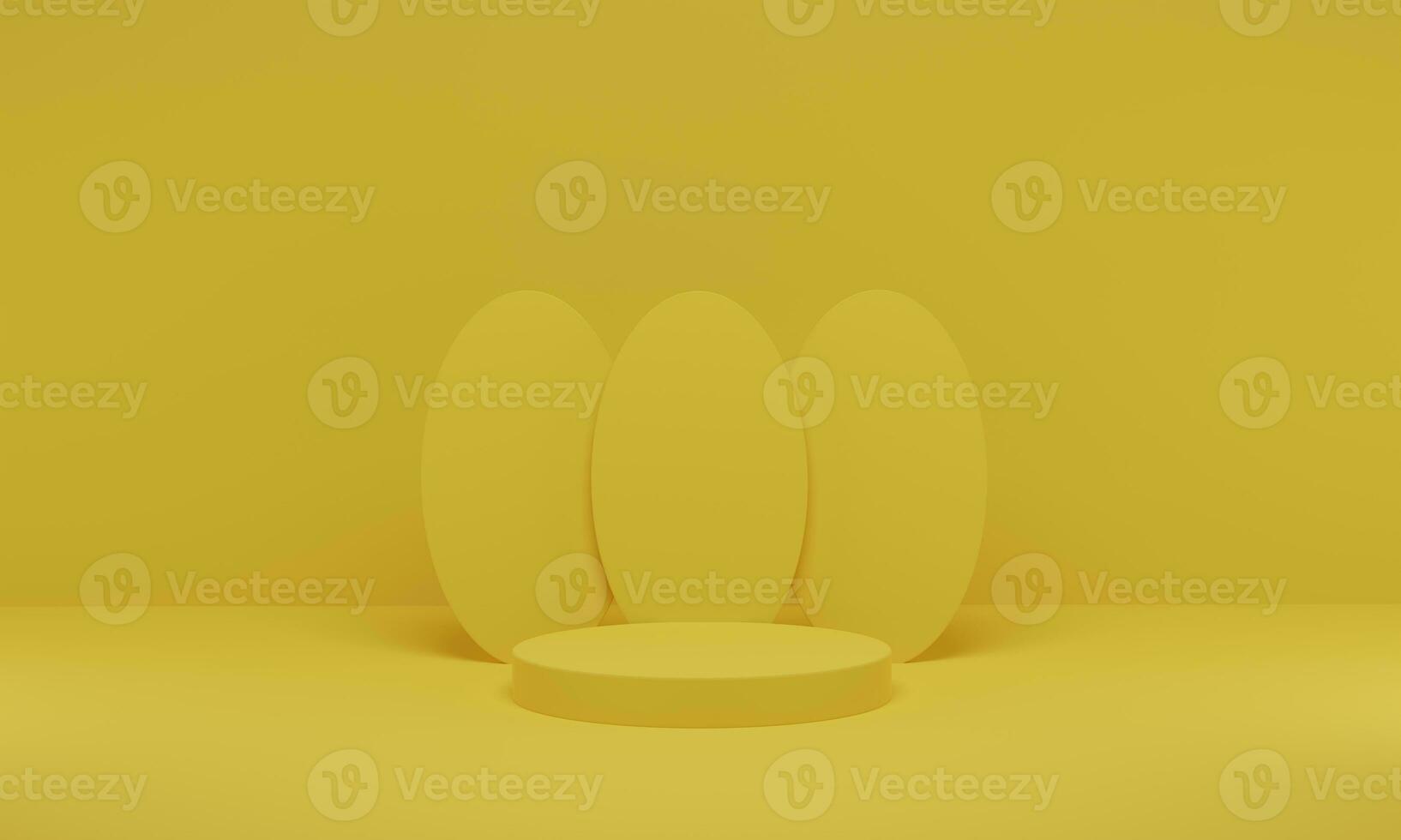 3D rendering. Yellow cylinder podium minimal studio background. Abstract geometric shape platform with empty space. photo