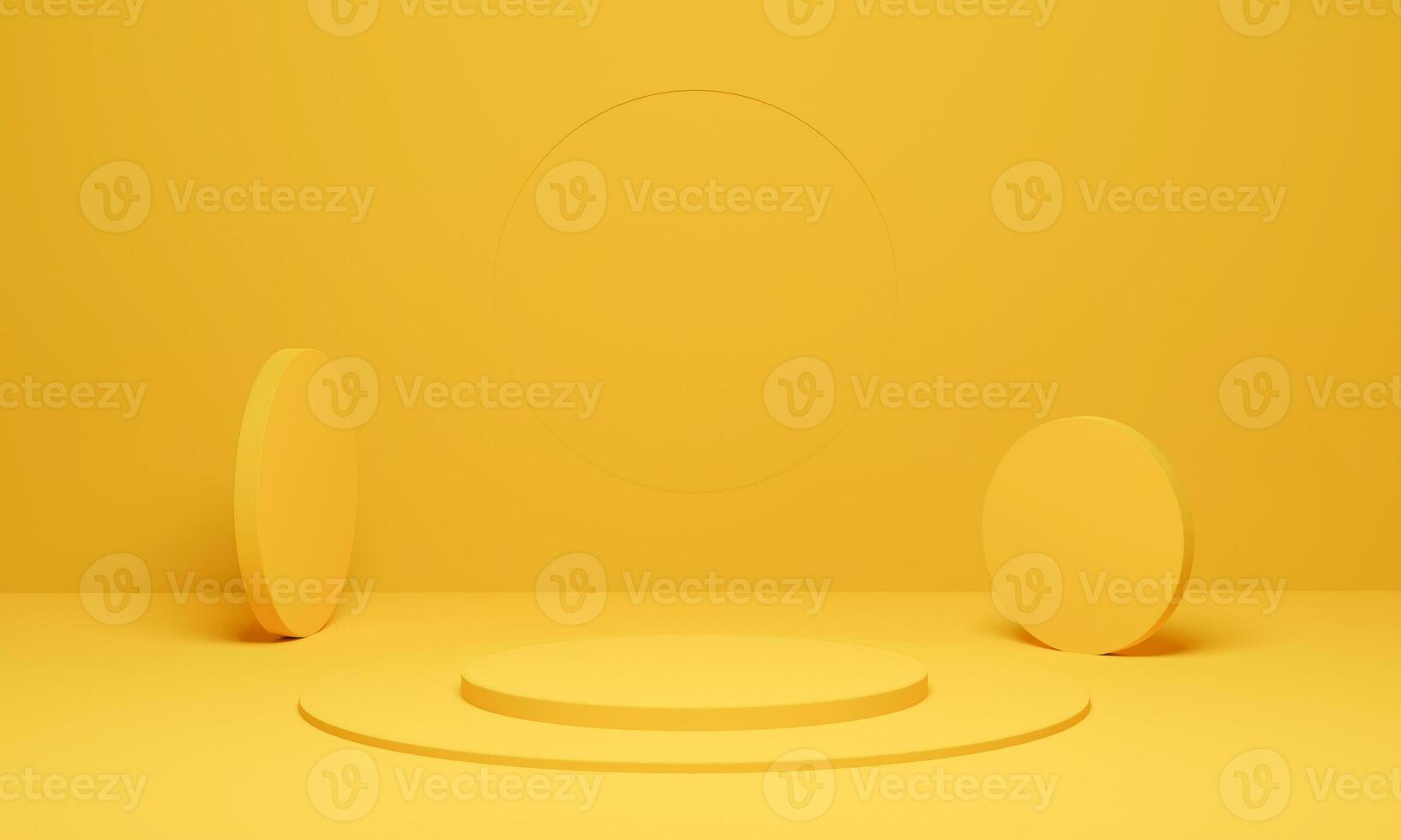 Cylinder background minimal scene geometric platform, Yellow podium pedestal for advertising display. 3D rendering. photo