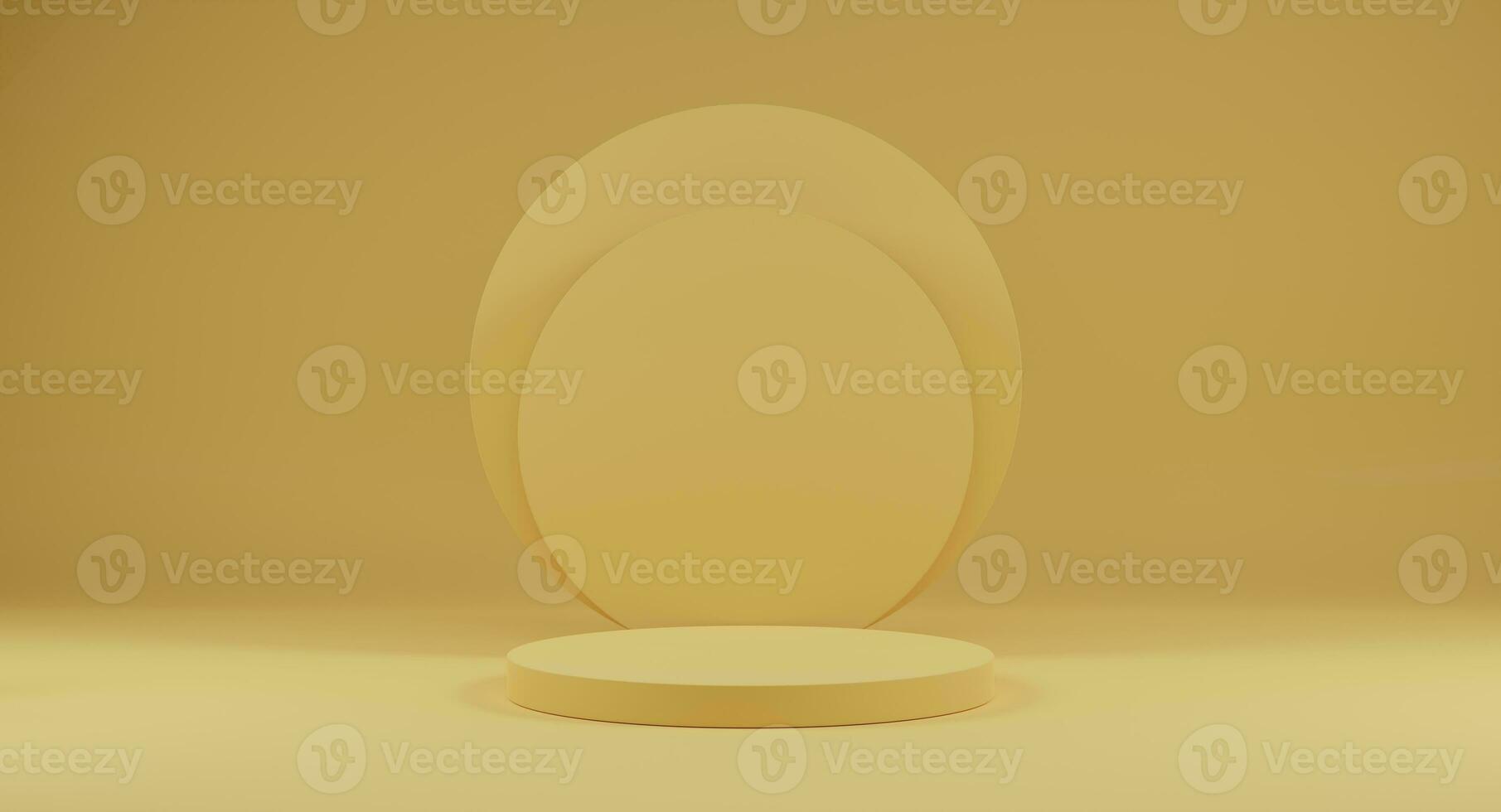 3d rendering. Abstract minimal background. Yellow podium scene for advertising, cosmetic ads, showcase, banner. photo