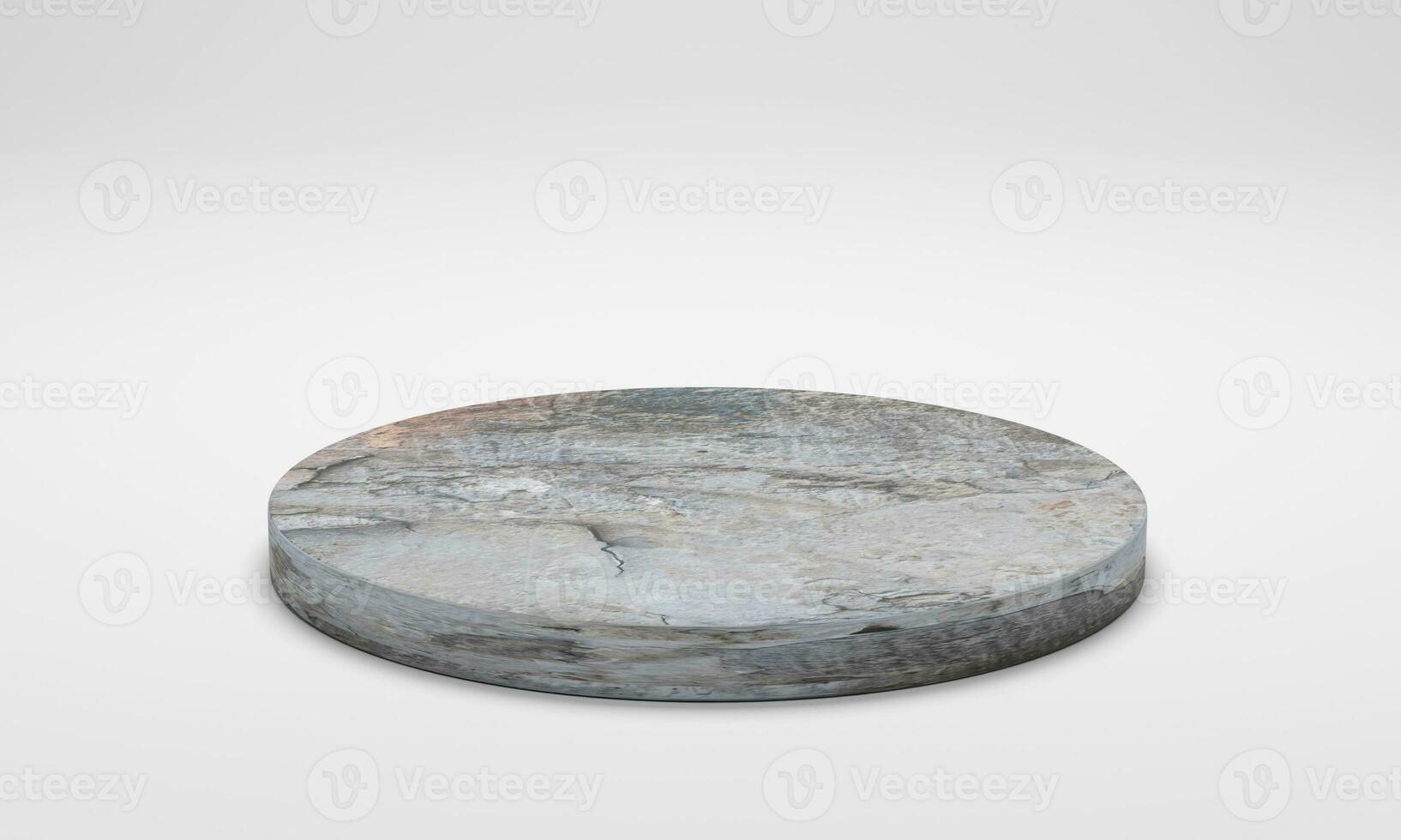 3D rendering. Podium, stand, showcase cement round podium isolated on white photo