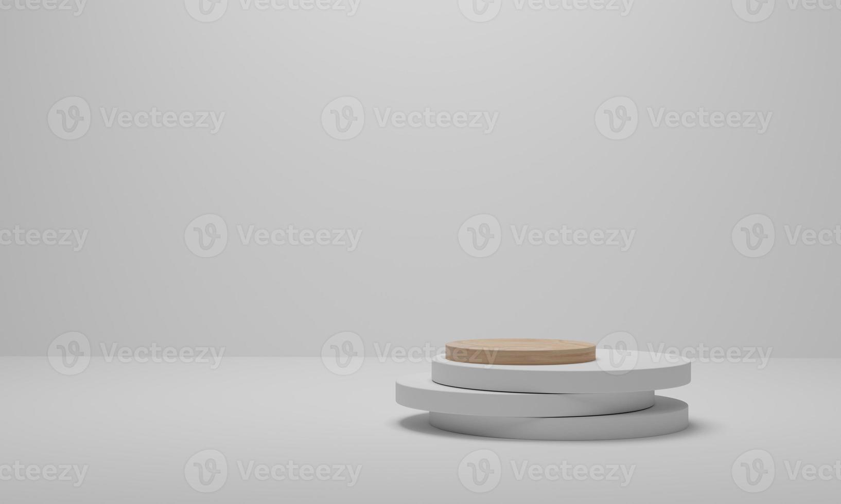 Abstract minimal scene platform. Geometric shape wood podium on white background. 3d rendering photo