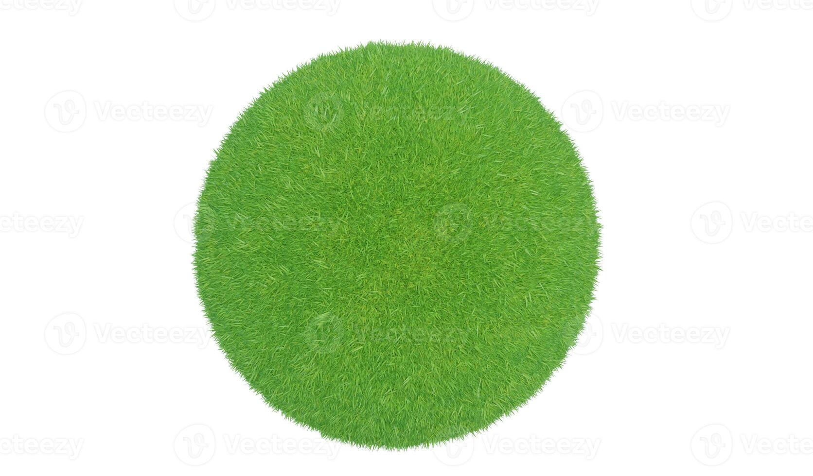 representación 3d bola de hierba verde aislado sobre fondo blanco. foto