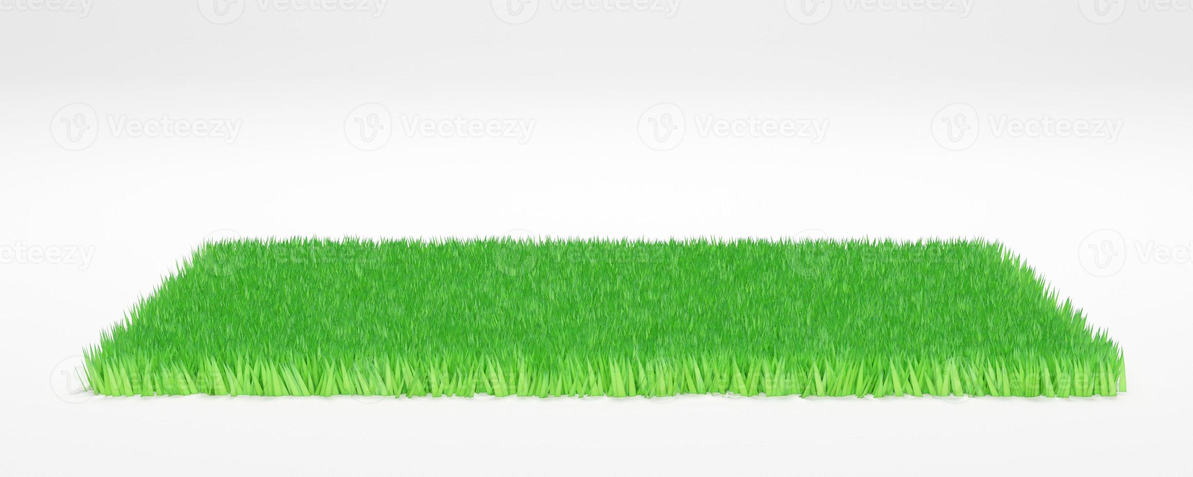 3D rendering. Green grass land piece isolated on background. photo