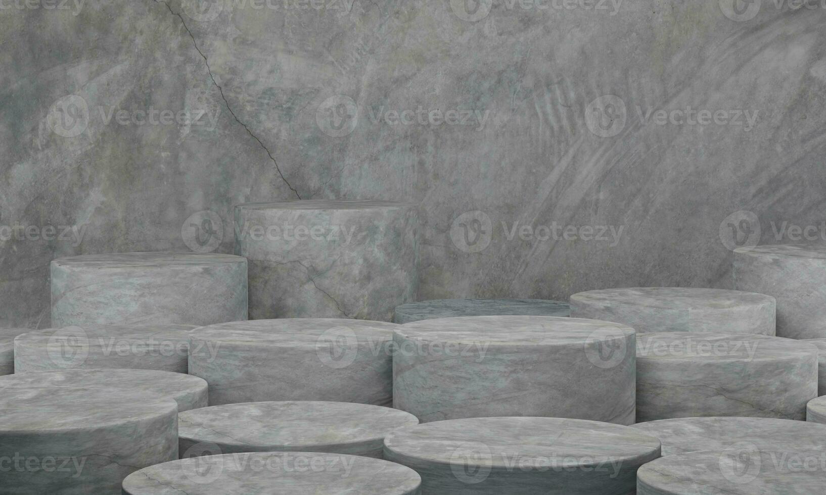 3D rendering. Concrete abstract background. Cement cylinder platform minimal backgrounds. photo