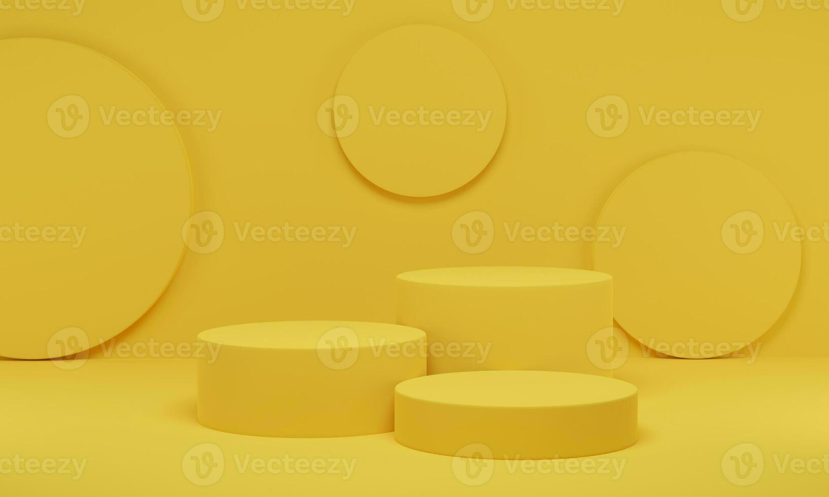 3D rendering. Yellow cylinder podium minimal studio background. Abstract geometric shape platform with empty space. photo