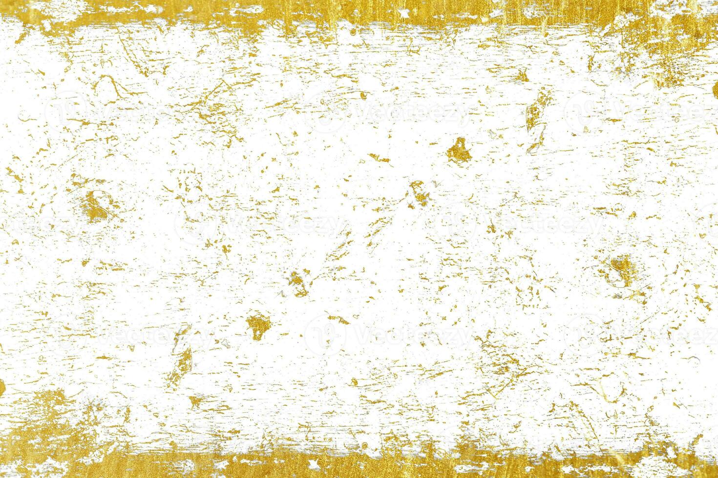 Gold splashes Texture. Brush stroke design element. Grunge golden background pattern of cracks, scuffs, chips, stains, ink spots, lines photo