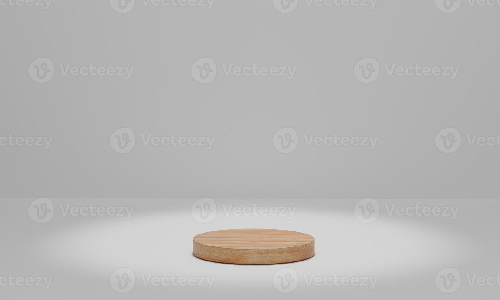Wood podium with spotlights. Pedestal stage for awards ceremony.  Platform for product presentation. 3d rendering photo