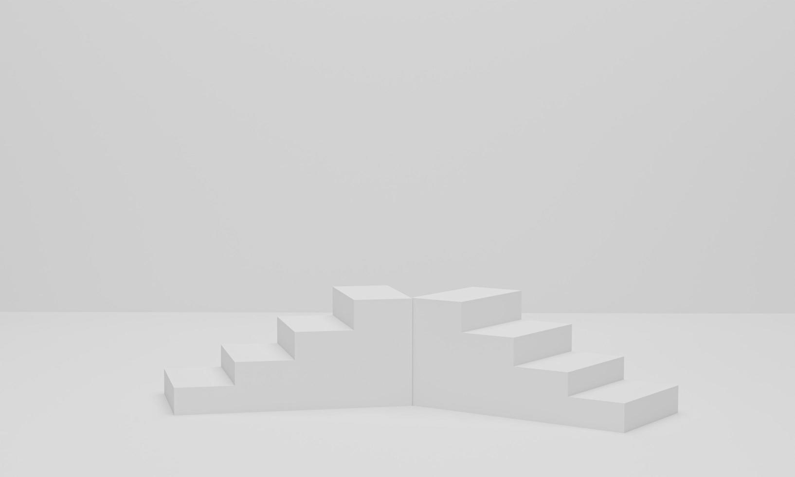 3d rendering. Abstract minimal background, stairs on white background photo