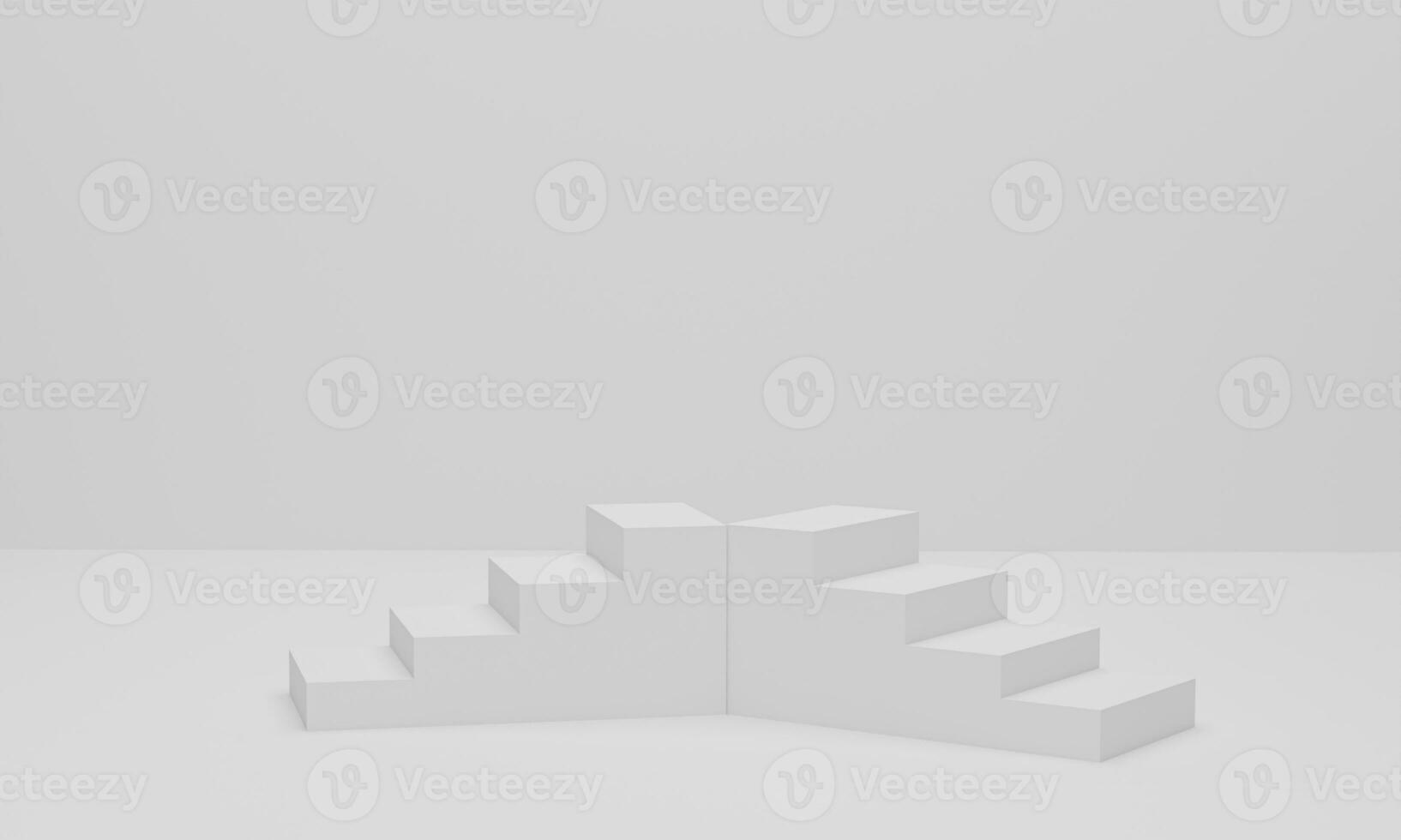 3d rendering. Abstract minimal background, stairs on white background photo