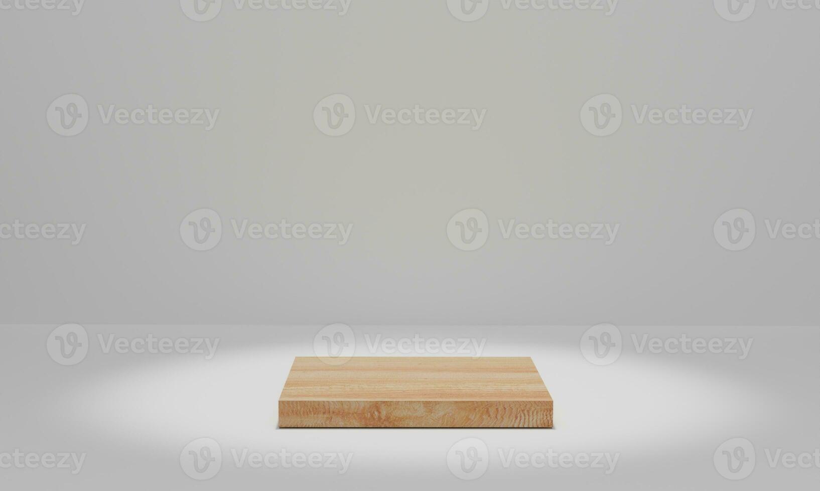 Wood podium with spotlights. Pedestal stage for awards ceremony.  Platform for product presentation. 3d rendering photo