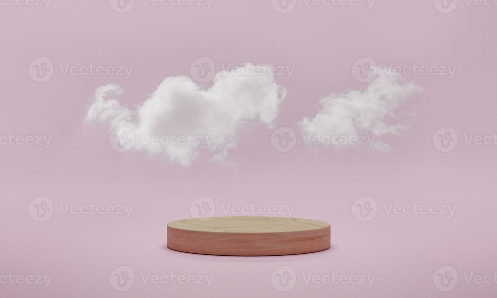 3d rendering. Minimal podium scene with cloud on pink pastel background. Abstract platform with cylinder podium, product display stand. photo
