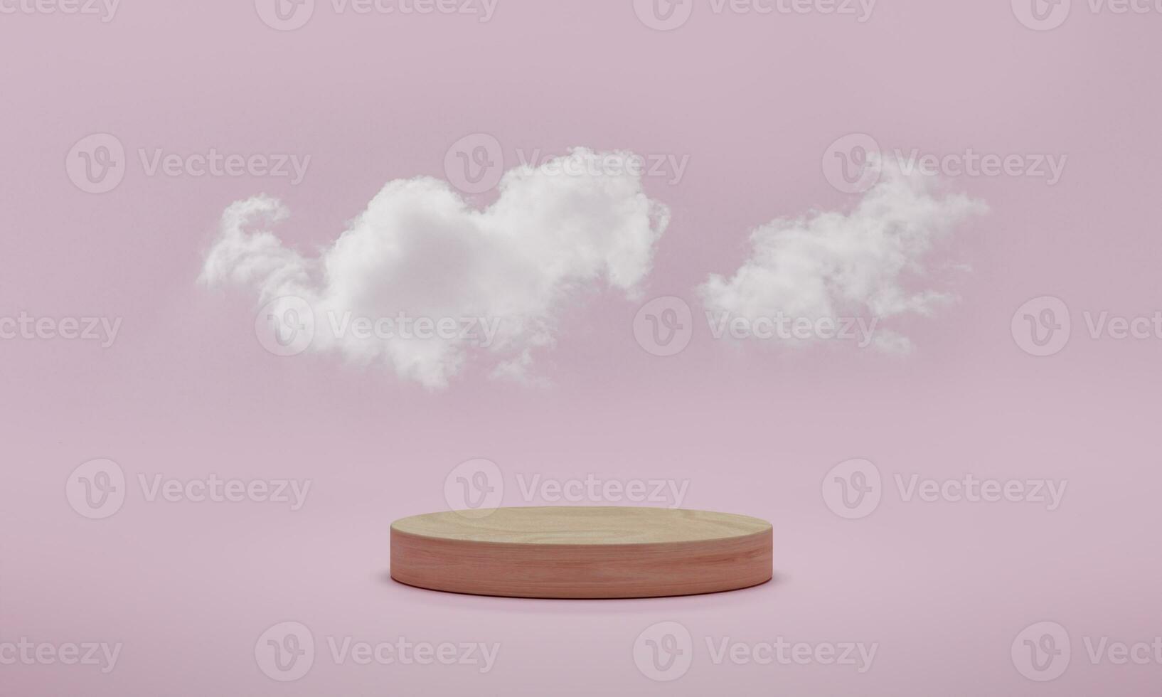 3d rendering. Minimal podium scene with cloud on pink pastel background. Abstract platform with cylinder podium, product display stand. photo