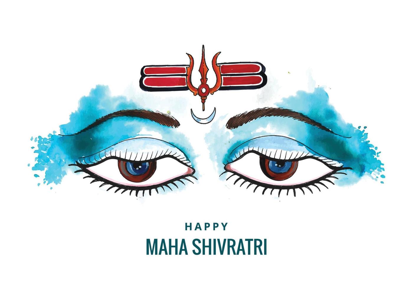 Hindu maha shivratri lord shiva eyes sketch card design vector