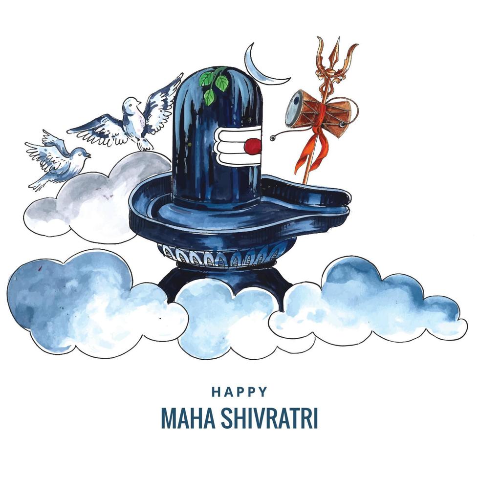 Maha shivratri festival background with shiv ling card design vector