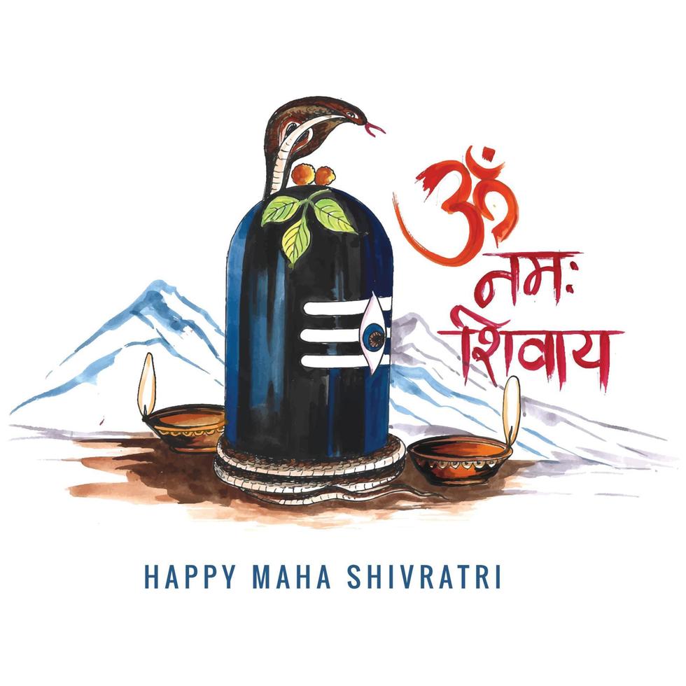 Maha shivratri festival greeting with shivling card background vector