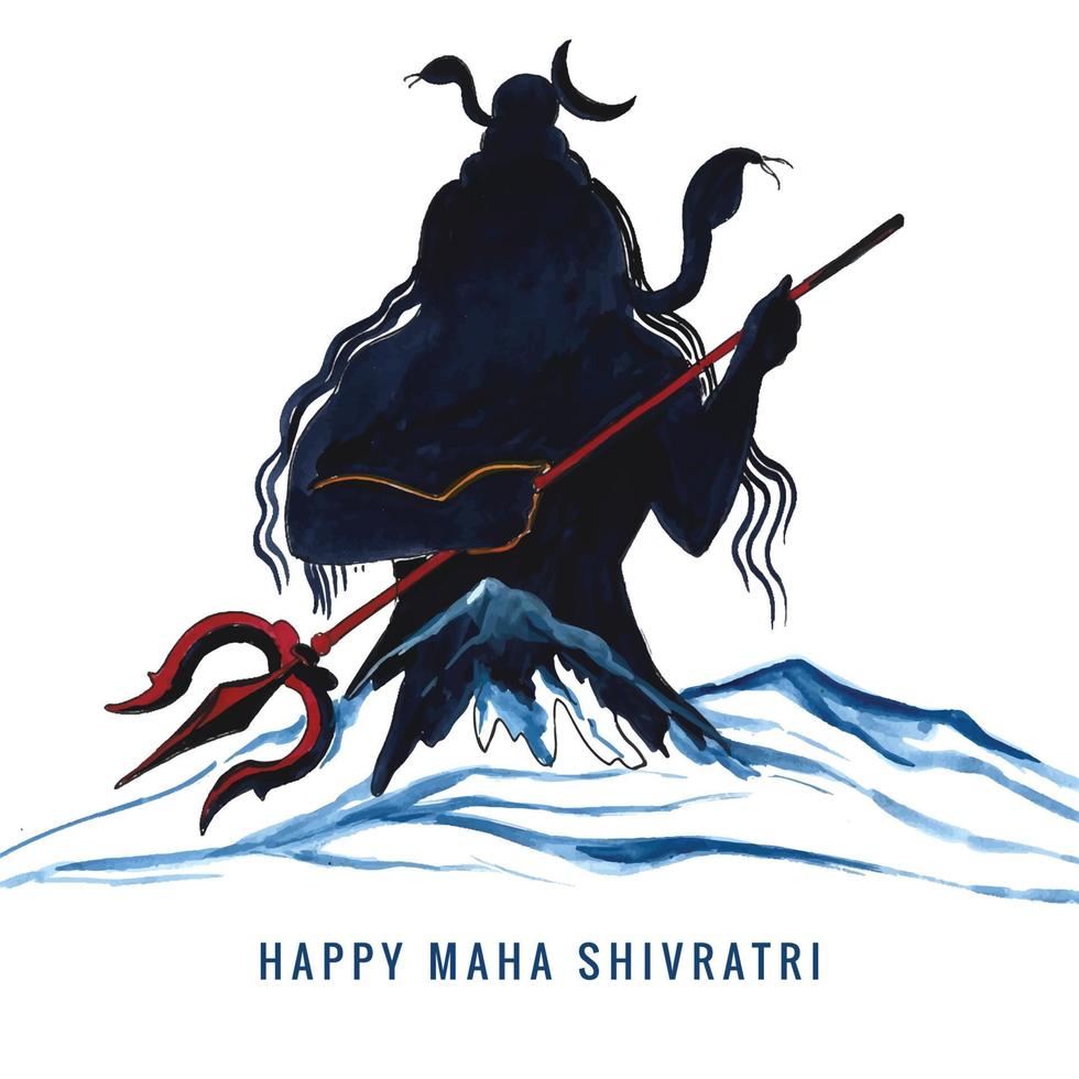 Hand draw lord shiva blessings maha shivratri holiday card background vector