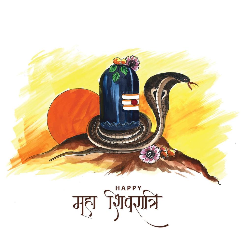 Maha shivratri festival background with shiv ling card holiday design vector