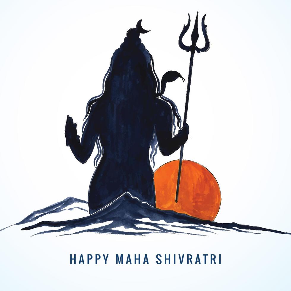 Hand draw lord shiva holiday maha shivratri card background vector