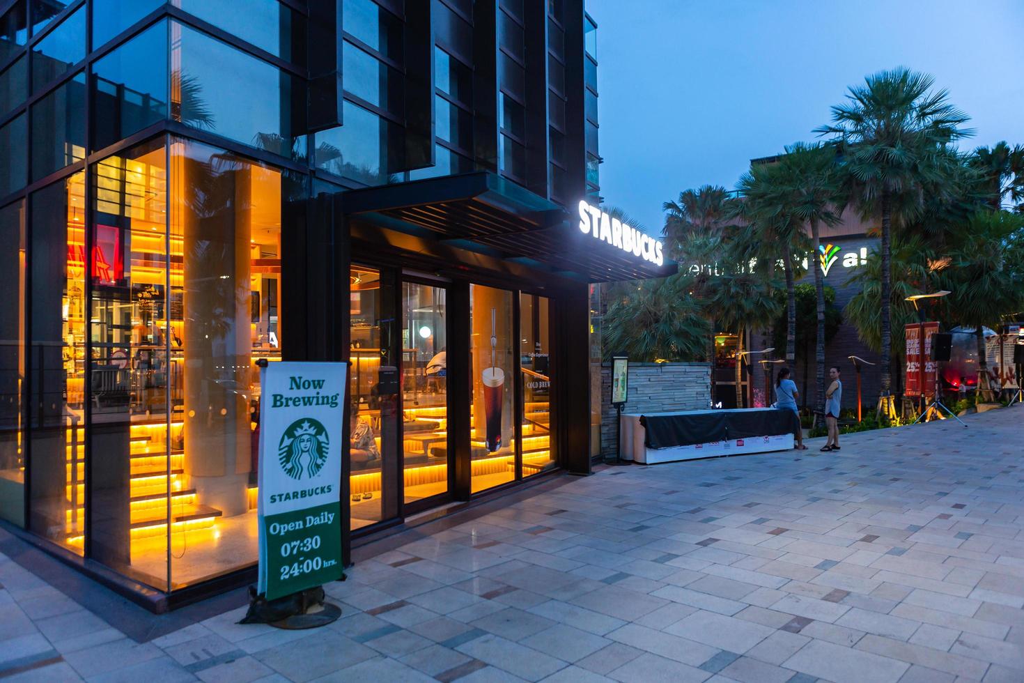 Starbucks coffee shop in front of Central Festival middle Pattaya, Chonburi, Thailand. photo