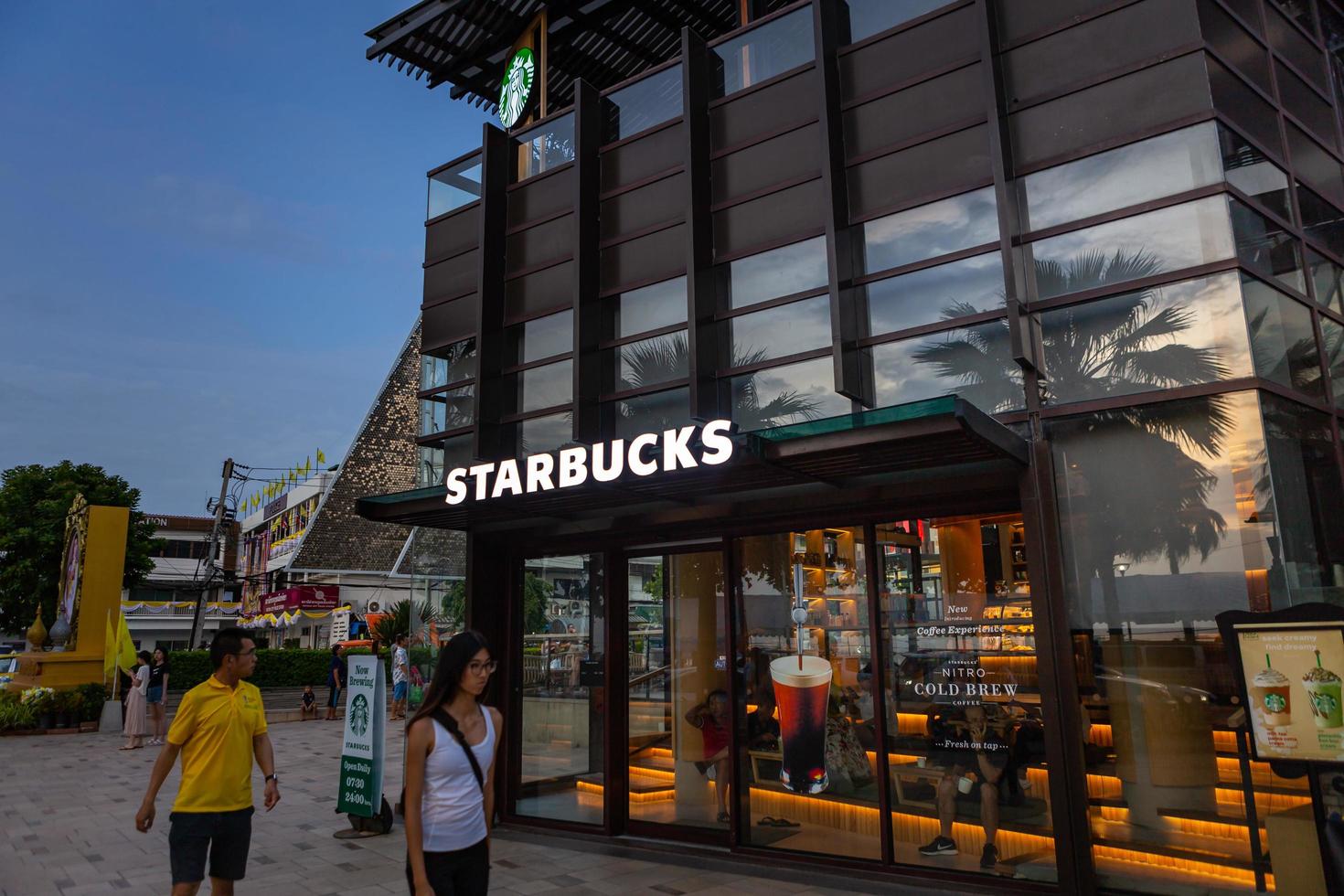 Starbucks coffee shop in front of Central Festival middle Pattaya, Chonburi, Thailand. photo