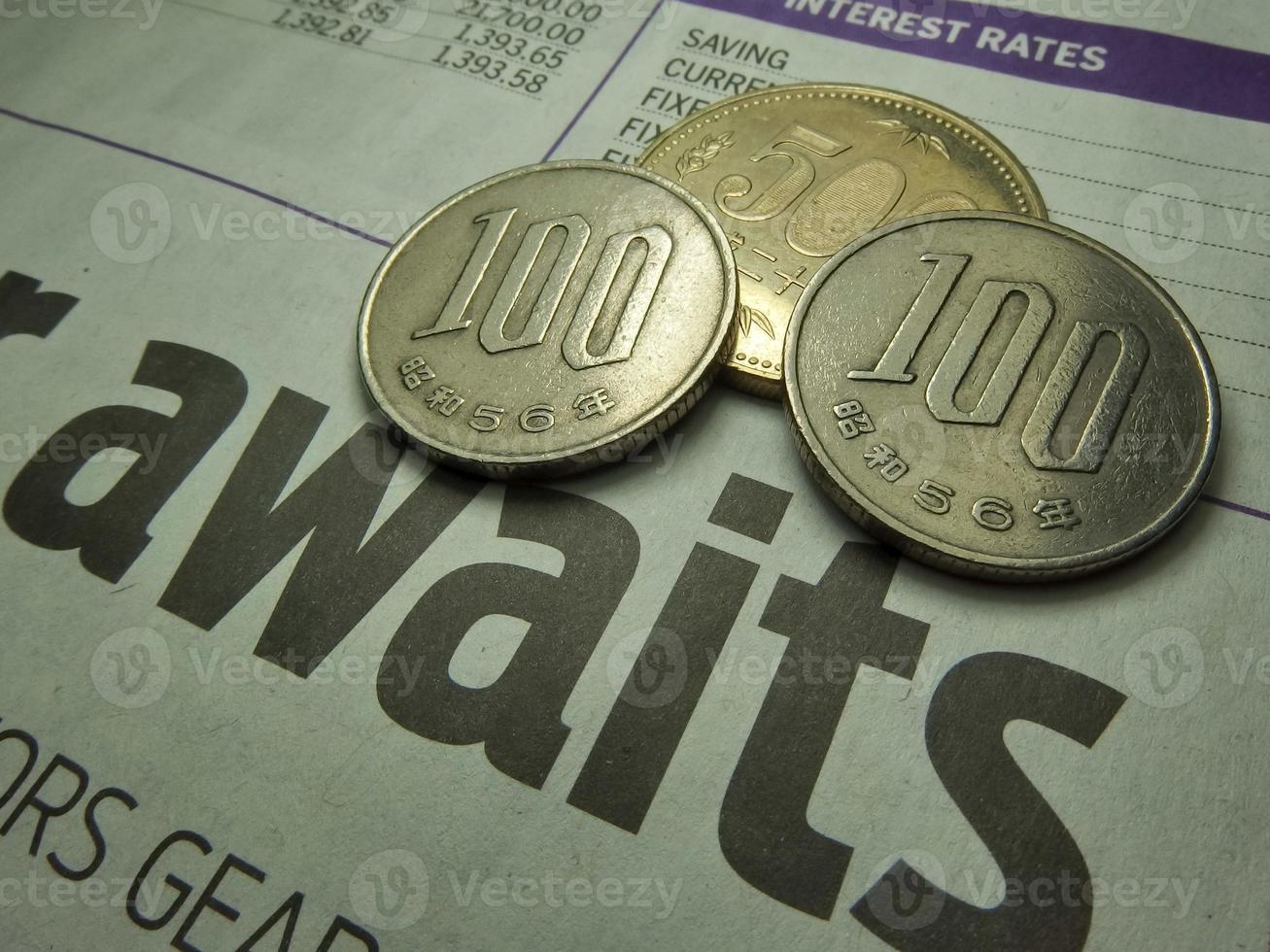 Japanese money, silver coin, yen photo