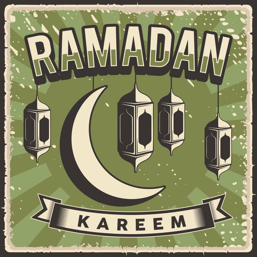 Retro Vintage Ramadan Kareem Poster vector